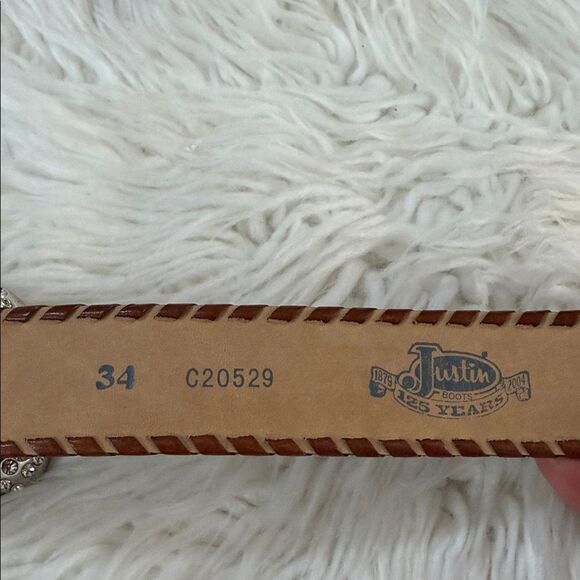 Justin Boots Brown Leather Belt with Silver Buckle main image 4